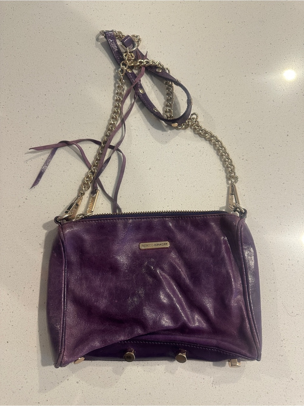 Rebecca Minkoff Plum Leather Chain Strap Crossbody